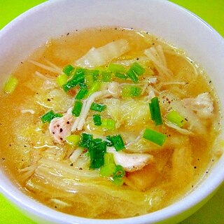 白菜と鶏むねエノキのスープ